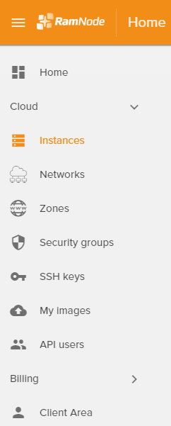 Click the Instances tab in the left sidebar of the Cloud Control Panel