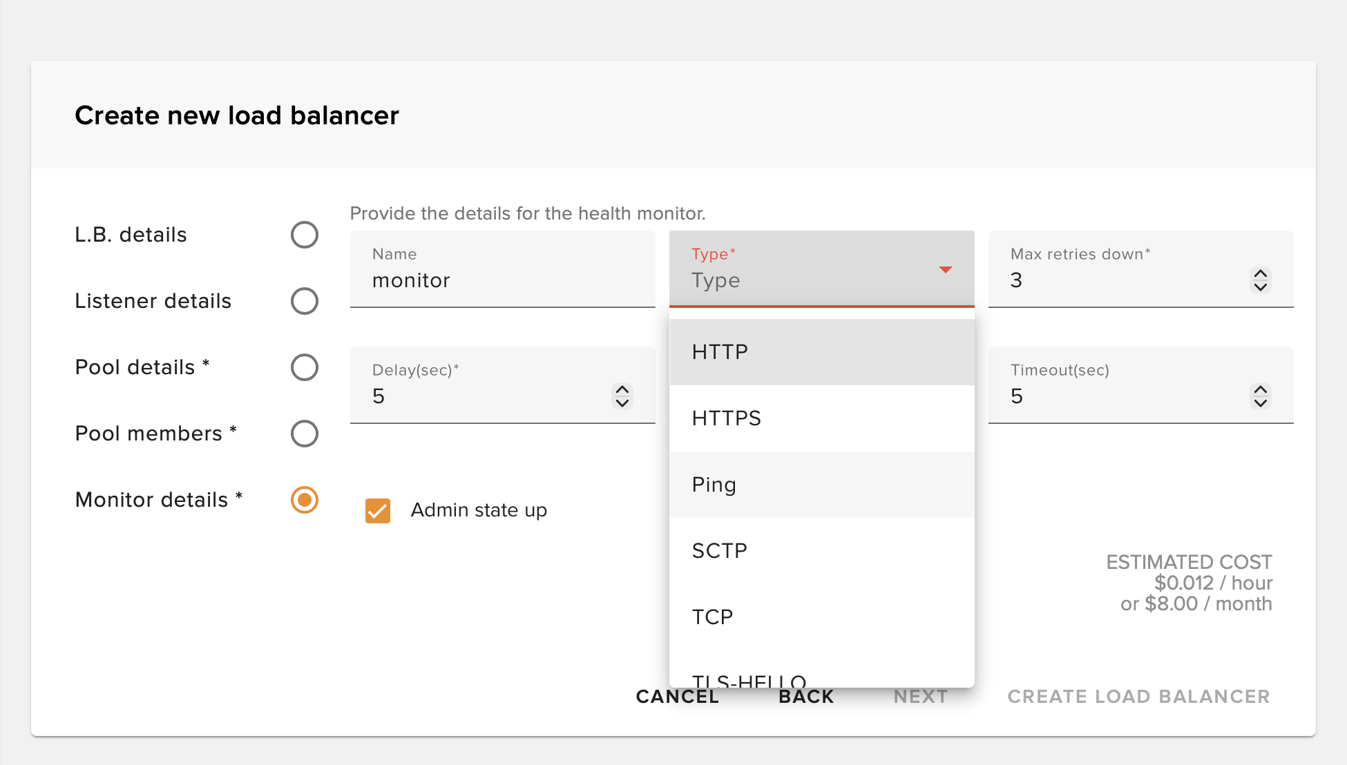 Health monitor configuration